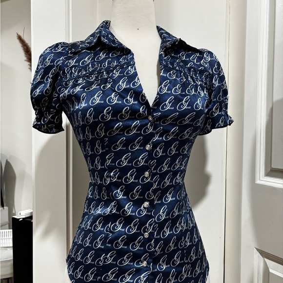 Vintage Guess Navy Blue Button Down Shirt - Picture 8 of 10